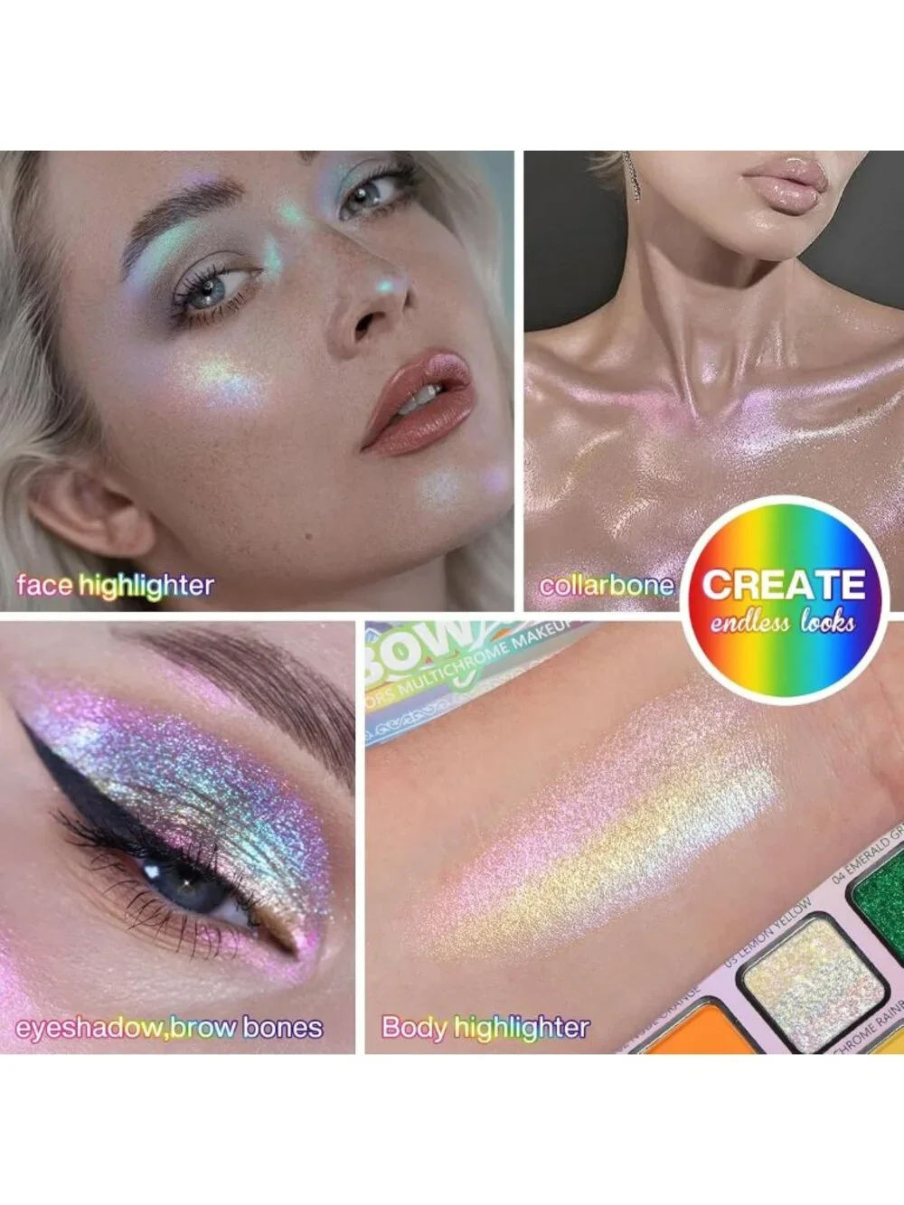 Colorful 28-Color Neon Rainbow Eyeshadow Palette - Bright Metallic & Matte